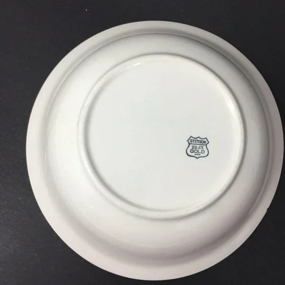 Stetson Serving Bowl Camille Pattern White Flower Gold Filigree 22 KT Gold VTG - Picture 7 of 8